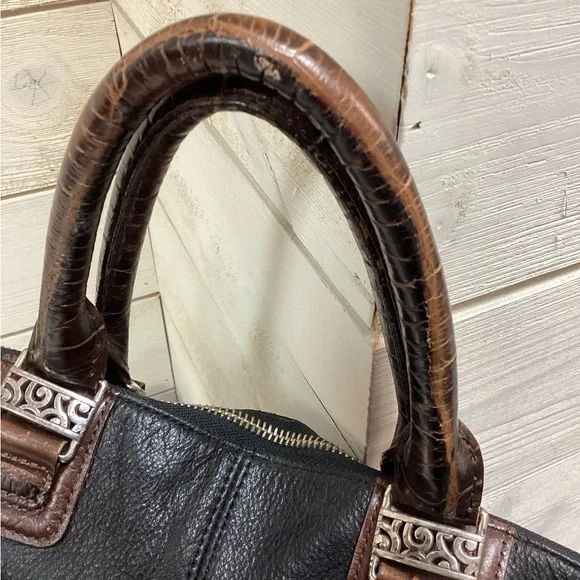 Brighton Black & Brown Leather Tote Bag with Silver Hardware - Picture 5 of 8